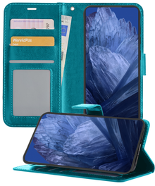 Google Pixel 8a Hoesje Bookcase Cover met Kaarthouder - Turquoise