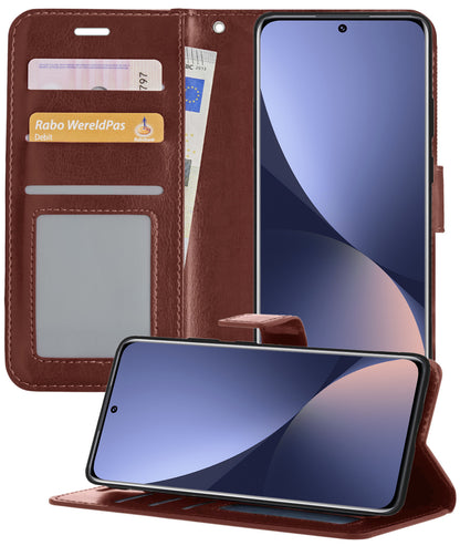Xiaomi 12X Hoesje Bookcase Cover met Kaarthouder - Bruin