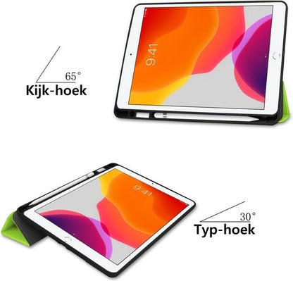iPad 10.2 2019 Trifold Bookcase Hoes met Penhouder voor Apple Pen - Groen