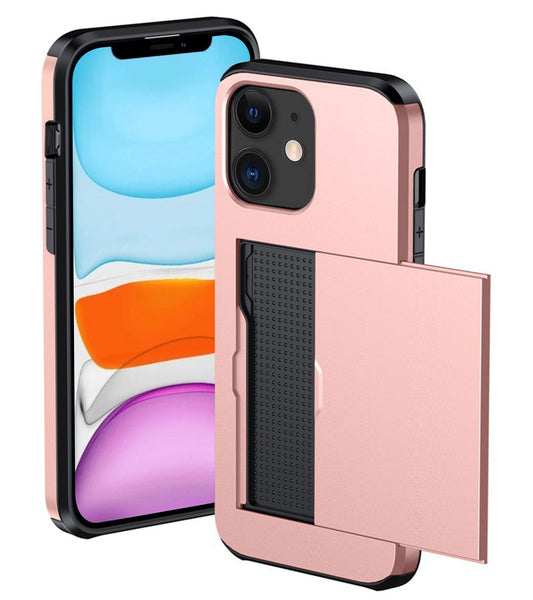 iPhone 11 Hard Case Met Pashouder - Rosé goud