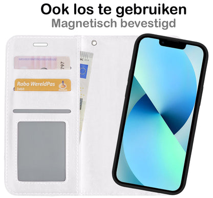 iPhone 13 Mini Hoesje Bookcase Cover Uitneembaar - Wit