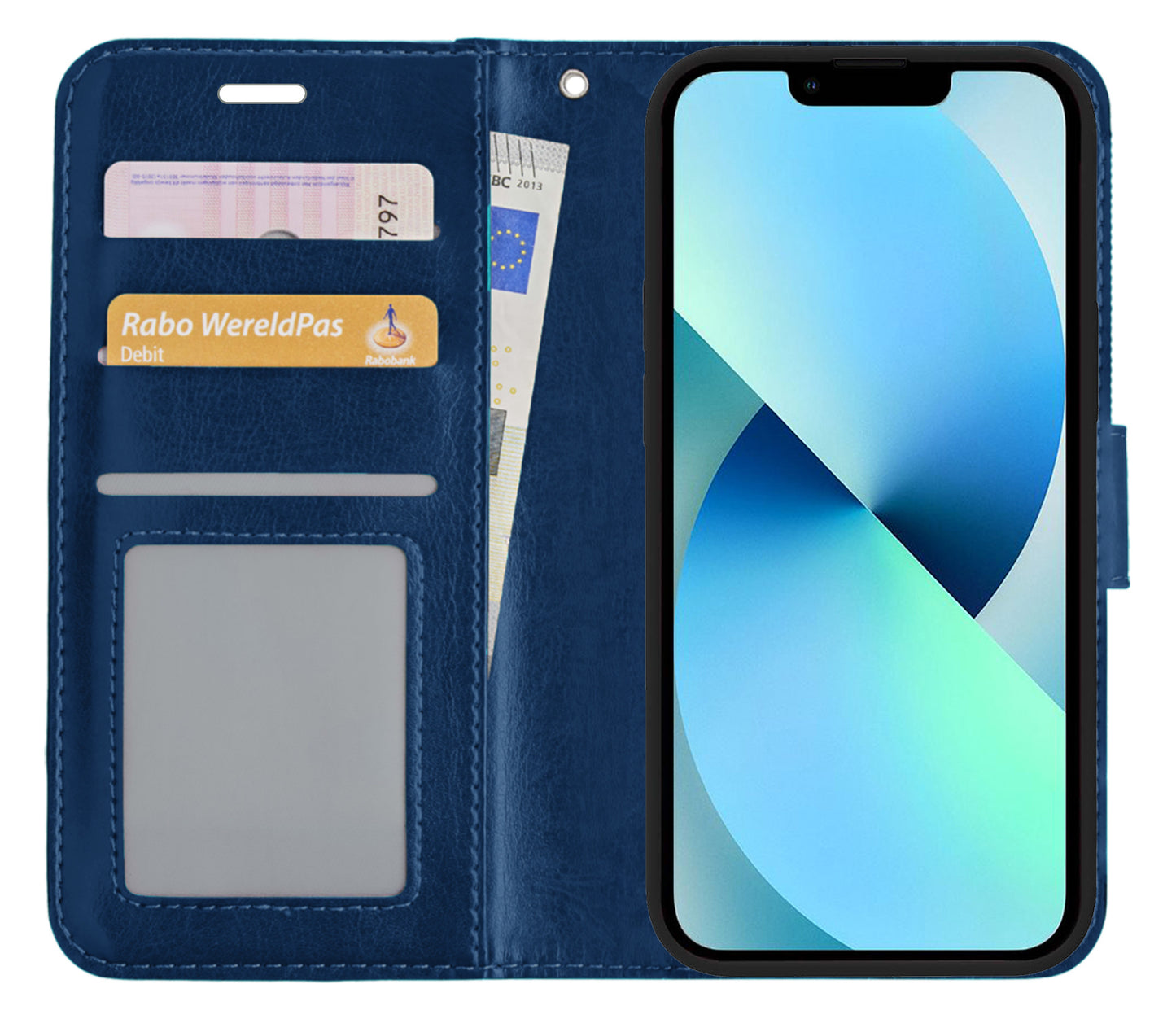 iPhone 14 Pro Hoesje Book Case Kunstleer - Donkerblauw