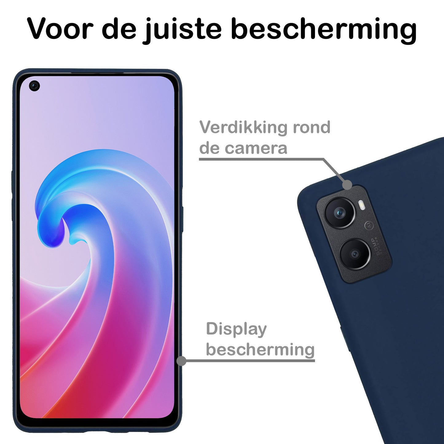 OPPO A96 Hoesje Siliconen - Donkerblauw