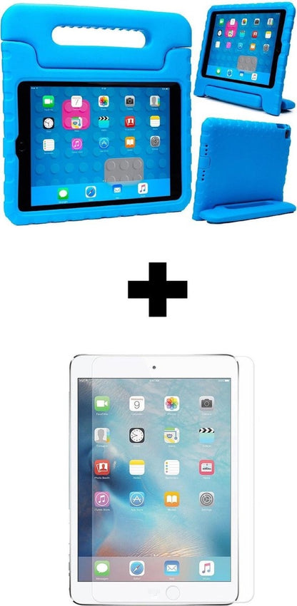 iPad Air 1/2 / Pro 9.7 / 2017/2018 Hoesje Kids Cover Bumper Met Screenprotector - Blauw