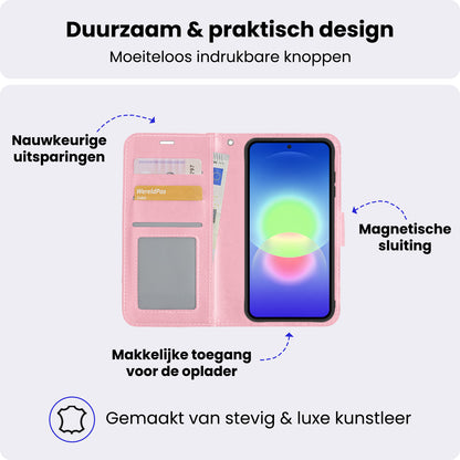 Samsung A27 Hoesje Bookcase Cover met Kaarthouder - Lichtroze