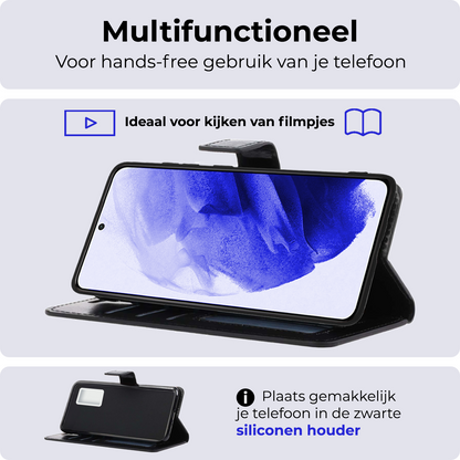 Samsung S21 Hoesje Bookcase Cover Uitneembaar - Zwart