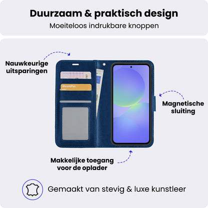 Samsung A36 Hoesje Bookcase Cover met Kaarthouder - Donkerblauw