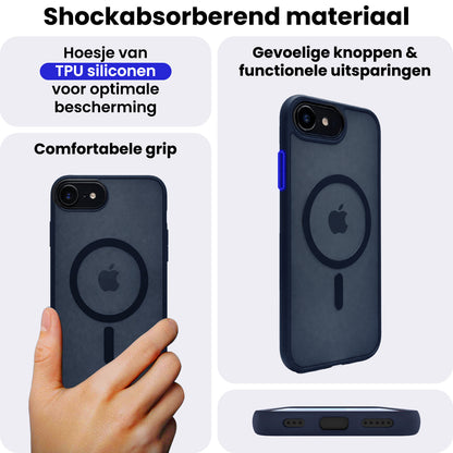 iPhone 17e Hoesje Geschikt voor Magsafe Backcover Shockproof - Donkerblauw