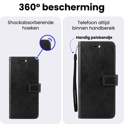 Google Pixel 11 Pro Hoesje Bookcase Cover met Kaarthouder - Zwart