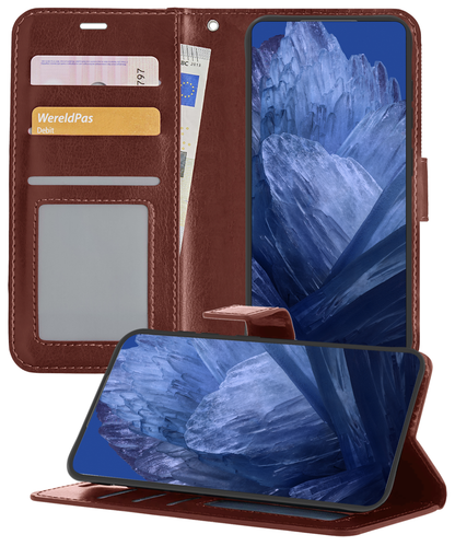 Google Pixel 8a Hoesje Bookcase Cover met Kaarthouder - Bruin