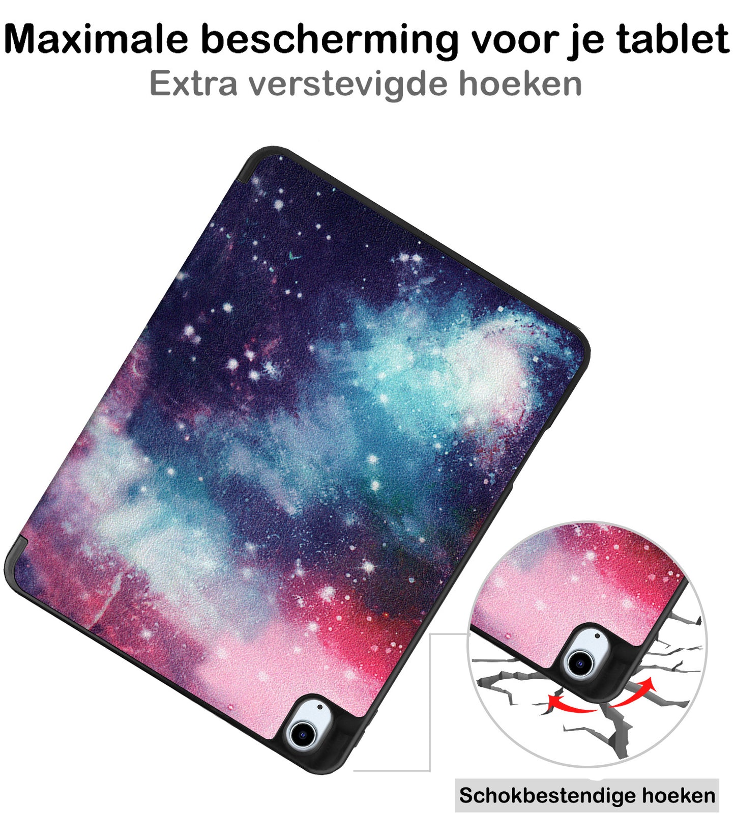 iPad Air 2022 Hoesje Book Case Met Apple Pencil Uitsparing - Galaxy