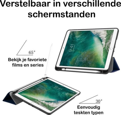 iPad 2018 Trifold Bookcase Hoes - Donkerblauw