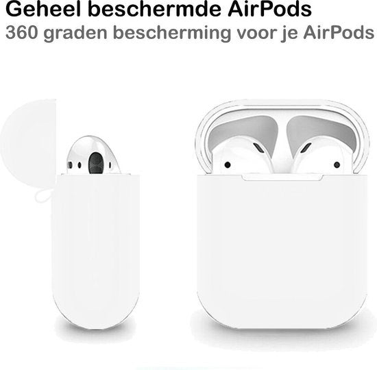 AirPods 1 Hoesje Siliconen met Clip - Wit