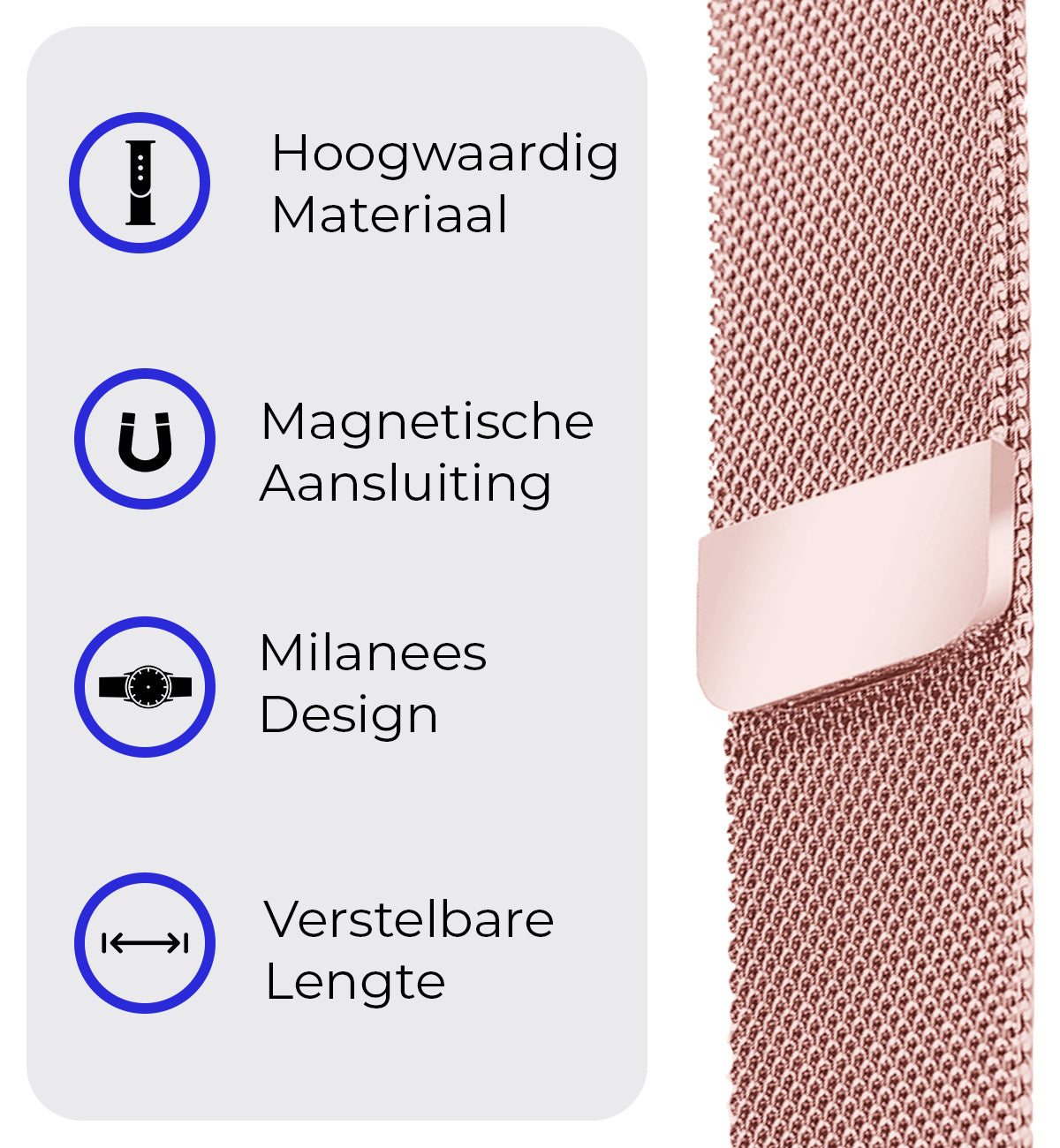 Polsbandje Met Magneetsluiting Geschikt voor Samsung Galaxy Watch 4 Bandje Milanees - Rose Goud