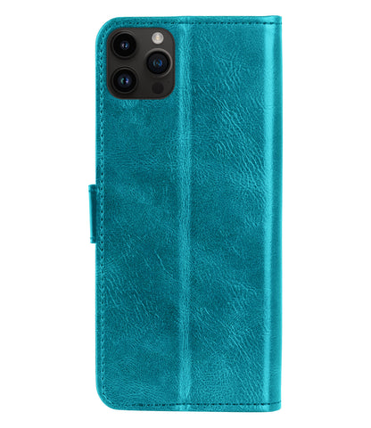 iPhone 15 Pro Hoesje Book Case Kunstleer - Turquoise