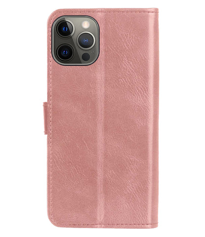 iPhone 13 Pro Max Hoesje Bookcase Cover met Kaarthouder - Rosé goud