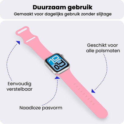 Apple Watch 1, 2, 3, 4, 5, 6, 7, 8, 9, SE - 38/40/41 mm Bandje Siliconen met verstelbare polsband - Roze