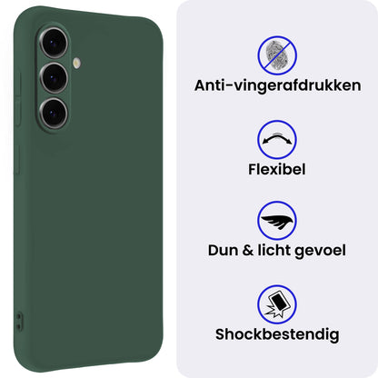 Samsung S25 Hoesje Siliconen Backcover Lichtgewicht - Donkergroen
