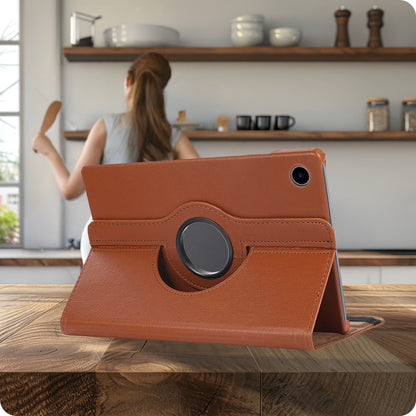 Samsung Galaxy Tab A9 Plus Trifold Bookcase Hoes 360 Graden Draaibaar - Bruin