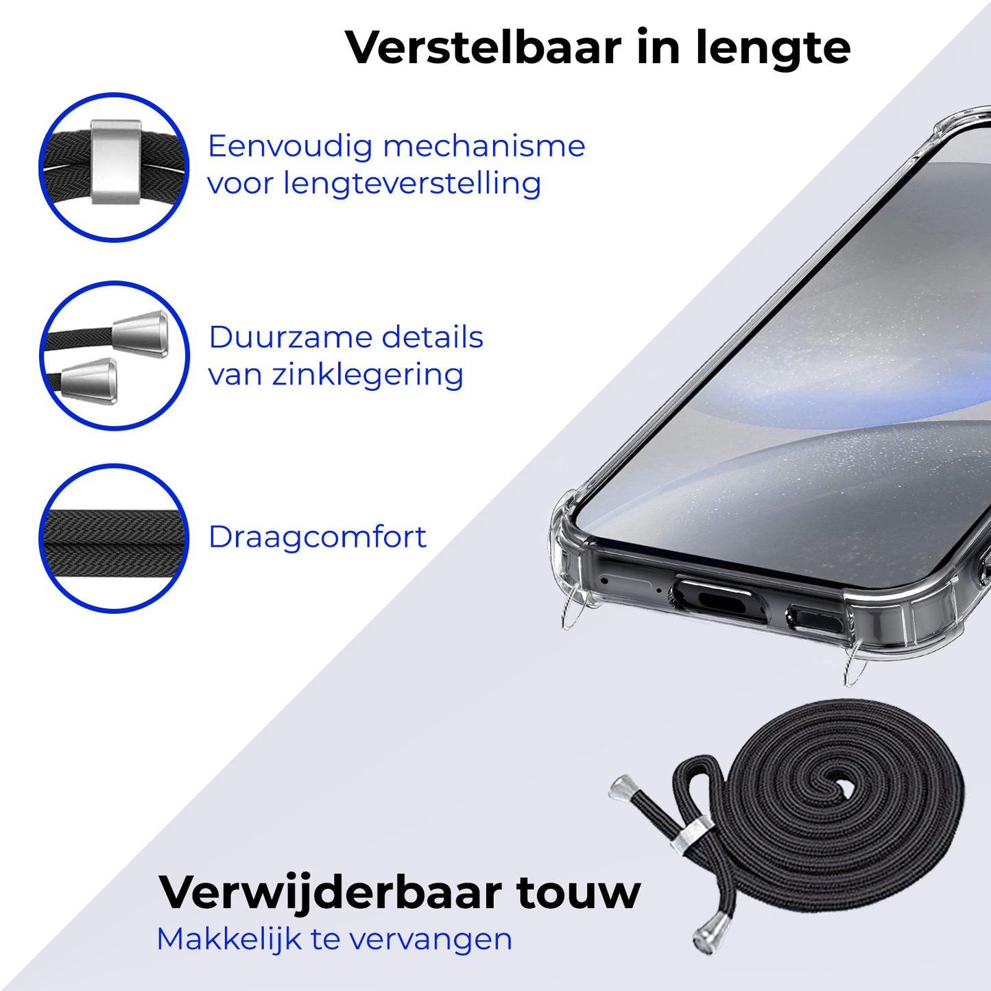 Samsung S24 Hoesje met Koord Siliconen - Transparant