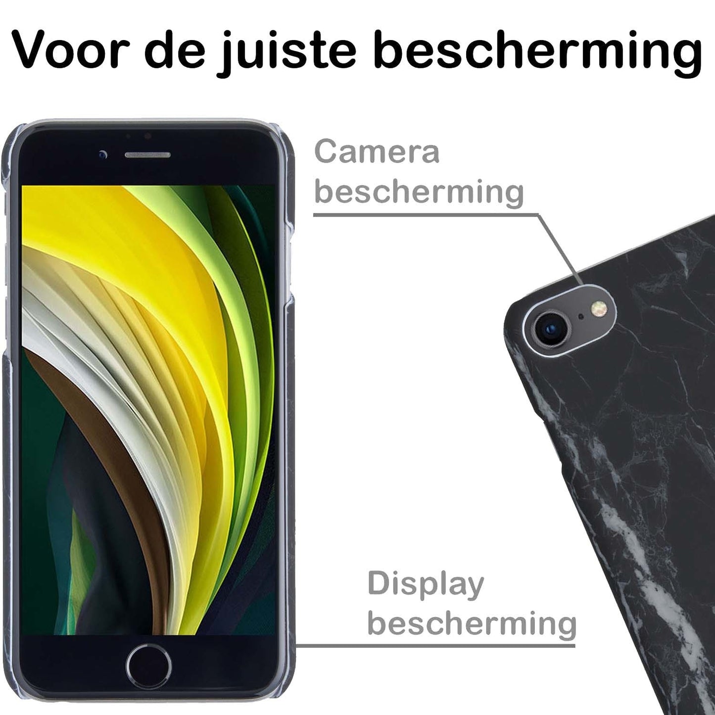 iPhone SE 2022 Hoesje Marmer - Zwart