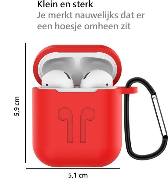 AirPods Hoesje Siliconen 3-in-1 met Clip - Rood