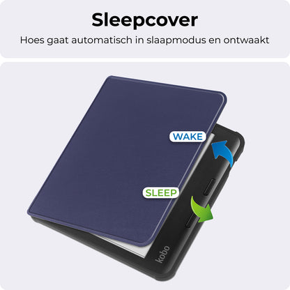Kobo Libra Colour Bookcase Hoes Shockabsorberend - Donkerblauw