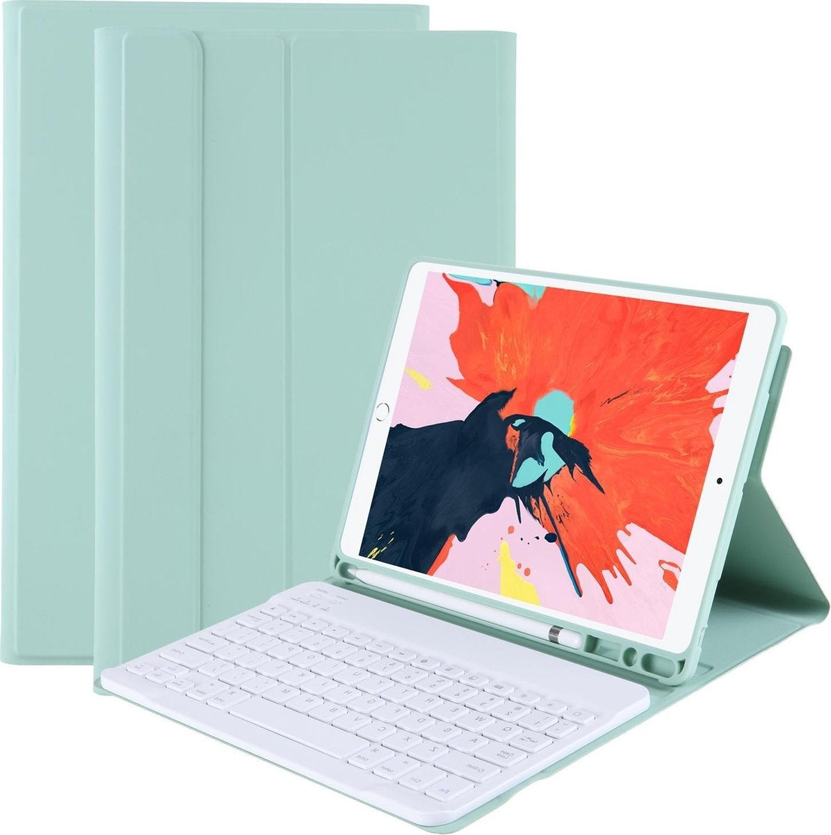 iPad 10.2 2019 Hoesje Toetsenbord Case Kunstleer - Pastelgroen