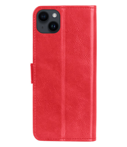iPhone 15 Plus Hoesje Bookcase Cover met Kaarthouder - Rood