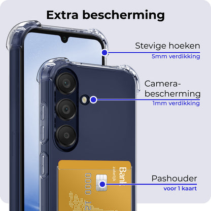 Samsung A25 Hoesje Kaarthouder Backcover Shockproof - Transparant