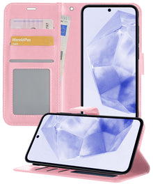 Samsung A35 Hoesje Bookcase Cover met Kaarthouder - Lichtroze