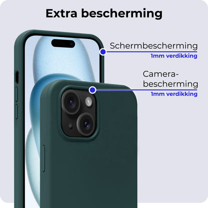 iPhone 15 Hoesje Siliconen Backcover Lichtgewicht - Donkergroen