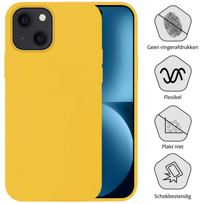iPhone 15 Plus Hoesje Siliconen Backcover Lichtgewicht - Geel