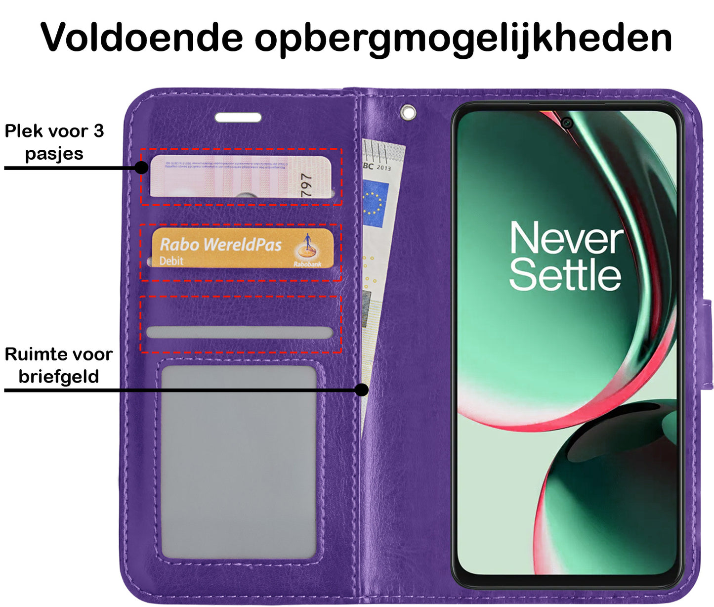 OnePlus Nord CE 3 Lite Hoesje Book Case Kunstleer - Paars