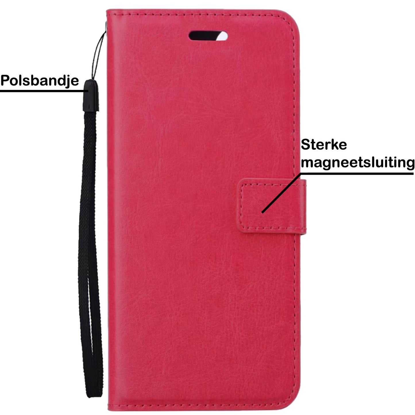 iPhone 14 Plus Hoesje Book Case Kunstleer - Donkerroze