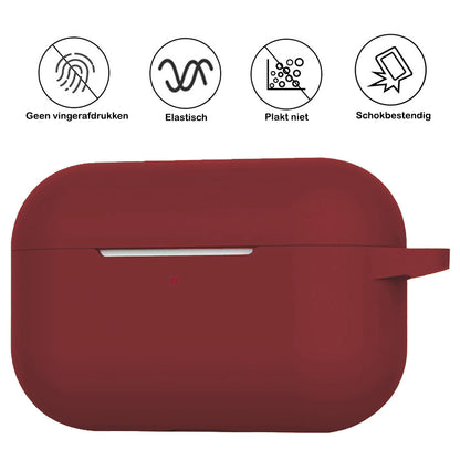 AirPods Pro 2 Hoesje Siliconen Krasbestendig - Wijnrood
