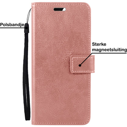 OPPO A17 Hoesje Bookcase Cover met Kaarthouder - Rosé goud