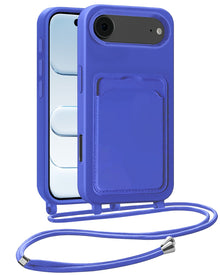 iPhone Air Hoesje Met Telefoonkoord en Pasjeshouder Siliconen - Felblauw