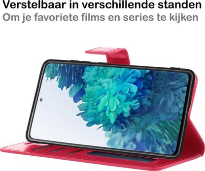 Samsung S20 FE Hoesje Bookcase Cover met Kaarthouder - Donkerroze