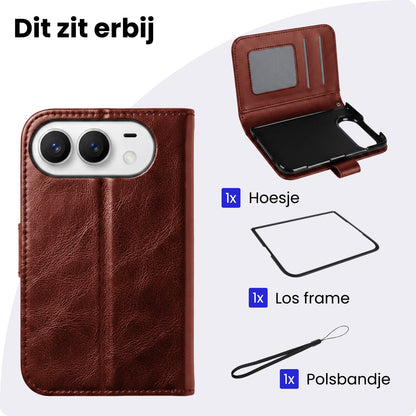 iPhone Duo Hoesje Bookcase Cover met Kaarthouder - Bruin