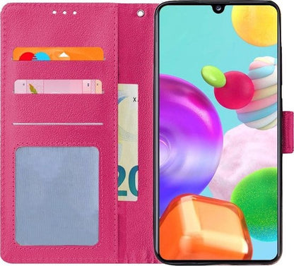 Samsung A41 Hoesje Book Case Kunstleer - Donkerroze