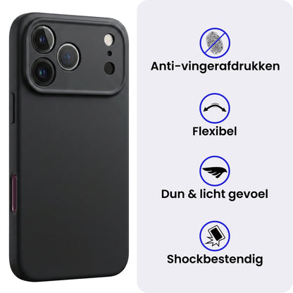 iPhone 18 Pro Hoesje Siliconen Backcover Lichtgewicht - Zwart