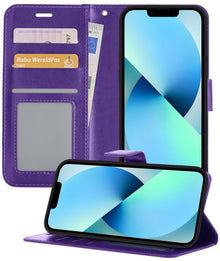 iPhone 14 Pro Max Hoesje Bookcase Cover met Kaarthouder - Paars