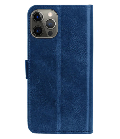 iPhone 14 Plus Hoesje Bookcase Cover met Kaarthouder - Donkerblauw