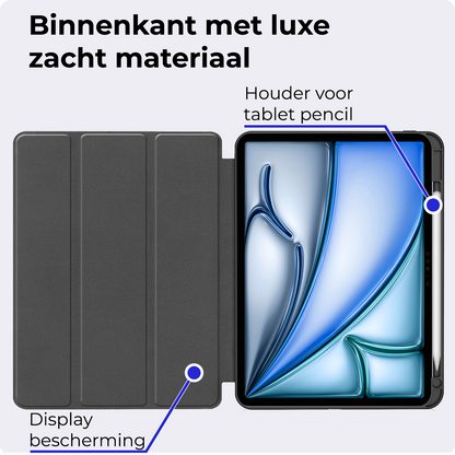 iPad Air 2024 (13 inch) Hoesje Book Case Met Apple Pencil Uitsparing - Donkergroen