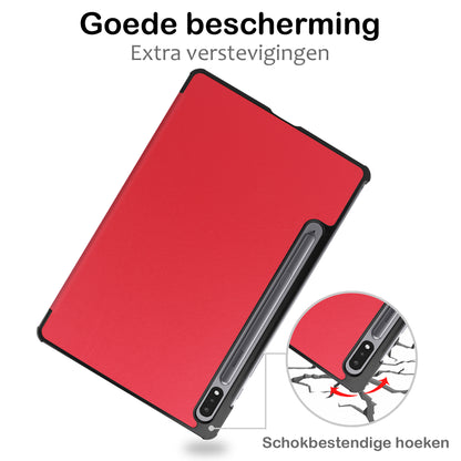 Samsung Galaxy Tab S10 Plus Trifold Bookcase Hoes met Penhouder voor S Pen - Rood