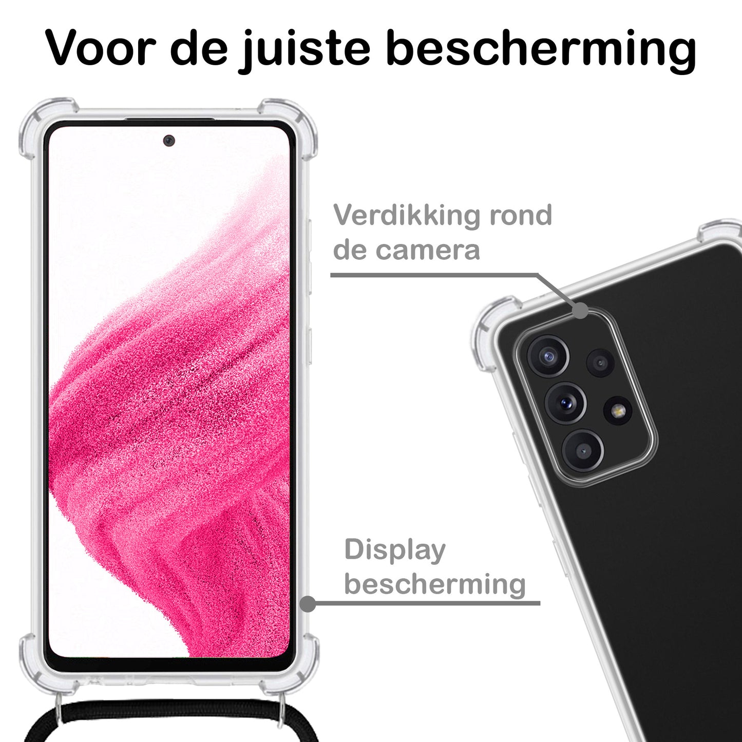 Samsung A33 Hoesje met Koord Siliconen - Transparant