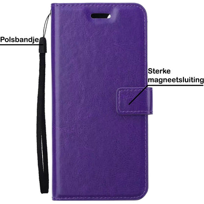 iPhone 14 Plus Hoesje Bookcase Cover met Kaarthouder - Paars
