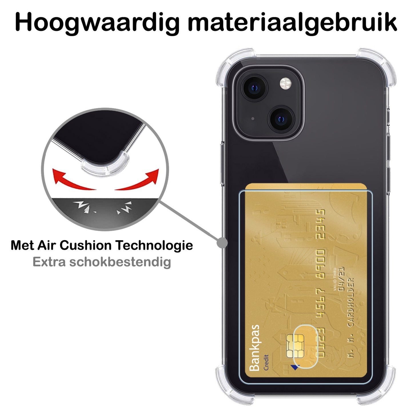 iPhone 13 Hoesje met Pasjeshouder Siliconen - Transparant