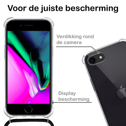 iPhone SE 2020 Hoesje met Koord Backcover Shockproof - Transparant